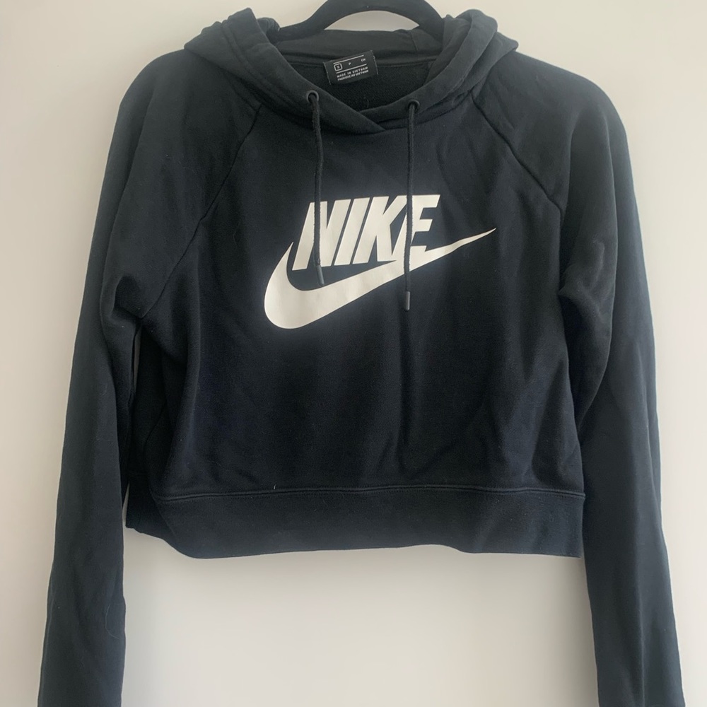 NIKE Black Cropped Hoodie S
